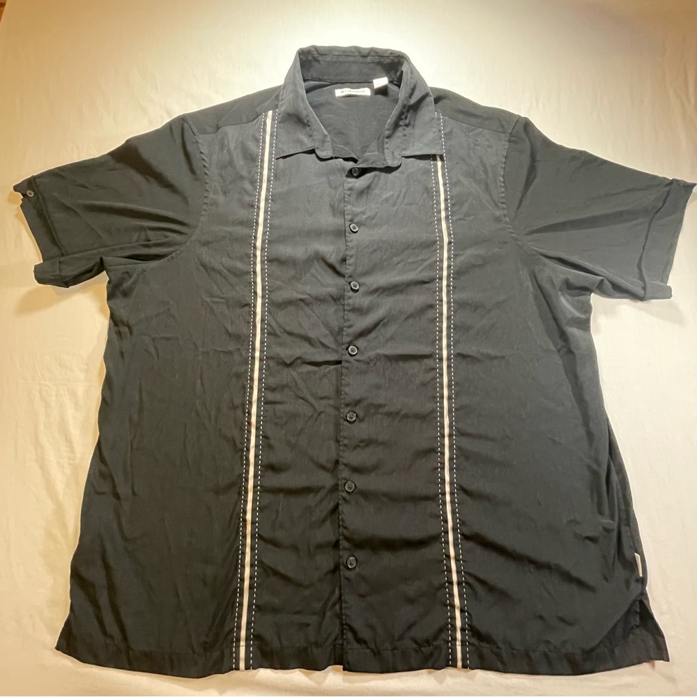 Cubavera Shirt Mens 2XLT Black Short Sleeve Casual Camp Bowling Retro Dad